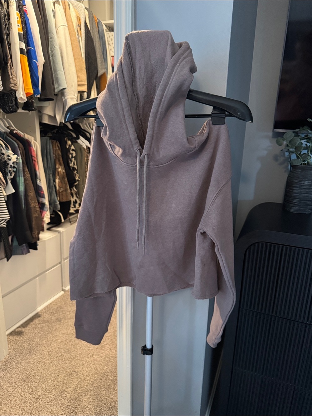 Cropped Cozy Hoodie - Dusty Mauve